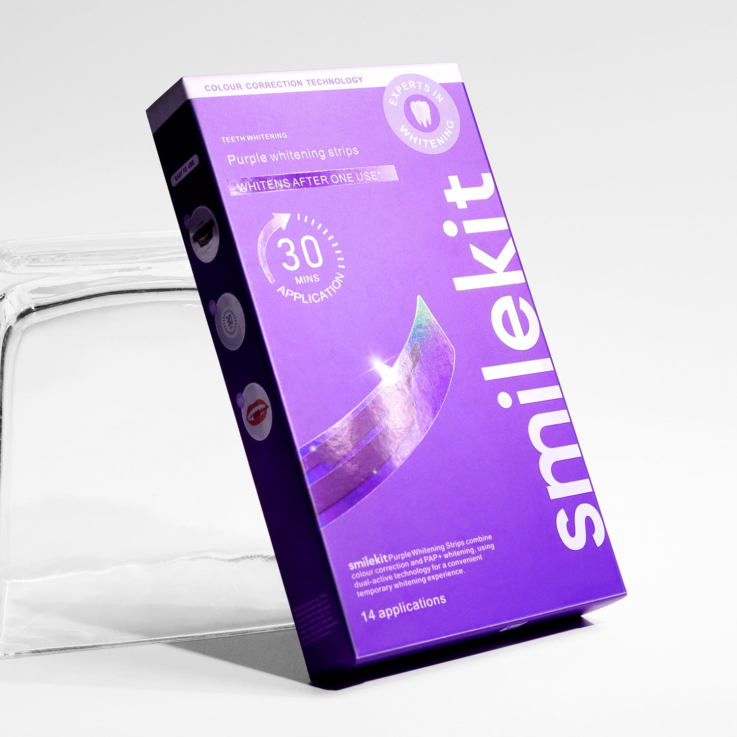 V34 Purple Teeth Whitening Strips in Small Purple Box