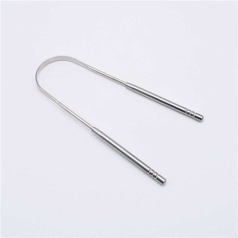 Raspador de lengua de acero inoxidable Limpiador de lengua Cuidado de limpieza bucal para eliminar el mal aliento Cepillo de lengua Raspador de lengua