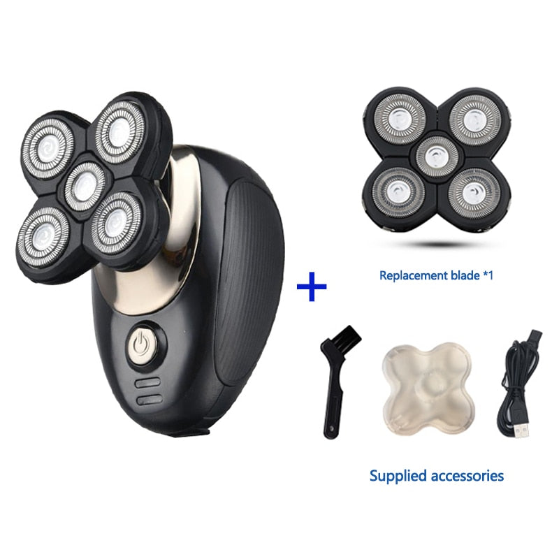 Kit de aseo multifuncional Afeitadora eléctrica en seco y húmedo para hombre Máquina de afeitar eléctrica recargable para calvos Recortador de barba