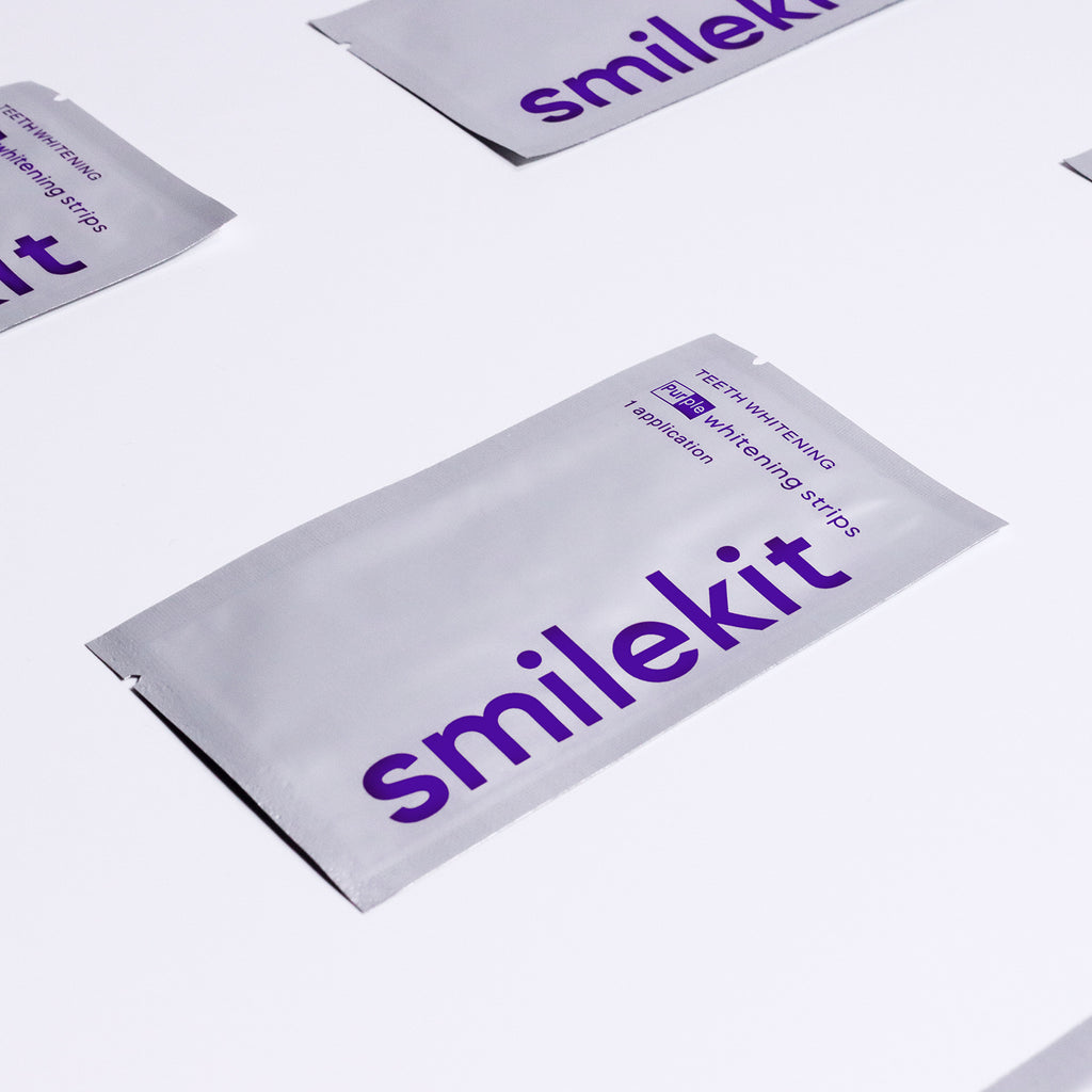 V34 Purple Teeth Whitening Strips in Small Purple Box
