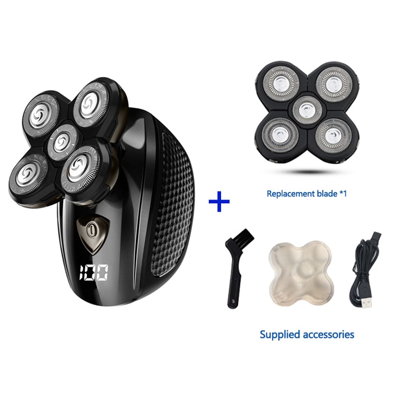 Kit de aseo multifuncional Afeitadora eléctrica en seco y húmedo para hombre Máquina de afeitar eléctrica recargable para calvos Recortador de barba