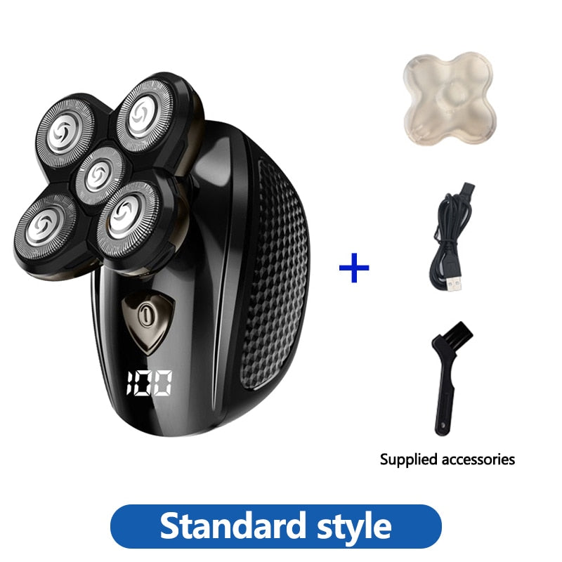 Kit de aseo multifuncional Afeitadora eléctrica en seco y húmedo para hombre Máquina de afeitar eléctrica recargable para calvos Recortador de barba