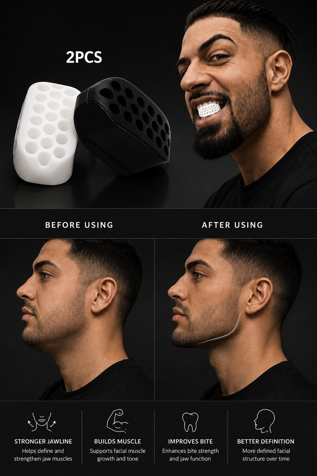 Face Masseter  jawline Jaw  Jawrsize  Muscle  men mouth Exerciser chew ball bite breaker training Fitness Face Masseter men jawl