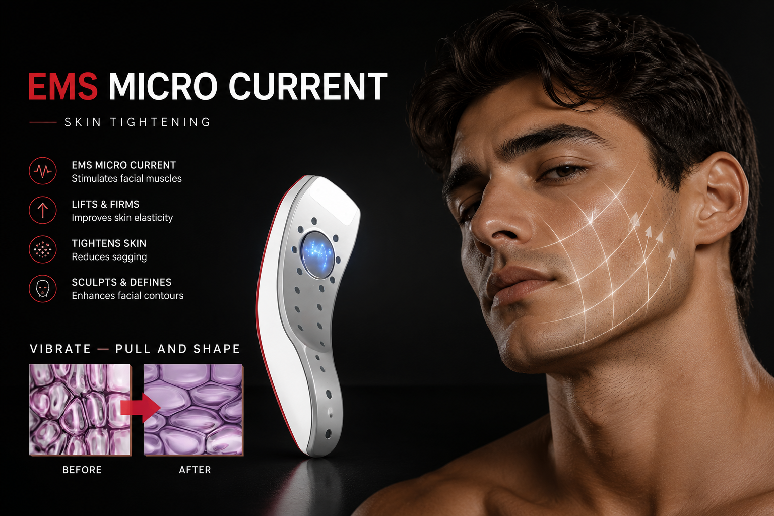 EMS V-Line Face Sculptor | Microcurrent Jaw & Chin Tightening Device