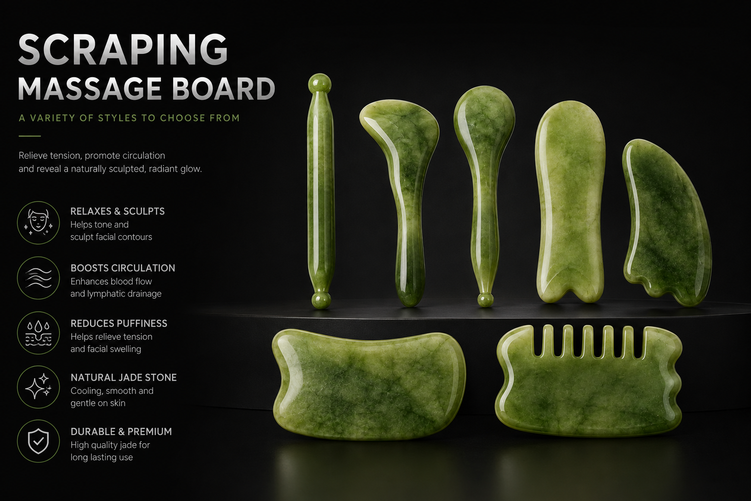 Gua Sha Face Sculpting Set | 7-Piece Natural Resin Massage & Contouring Tools