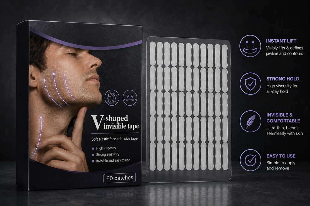 Tiras invisibles para lifting facial | Parches tensores instantáneos para línea V y mandíbula