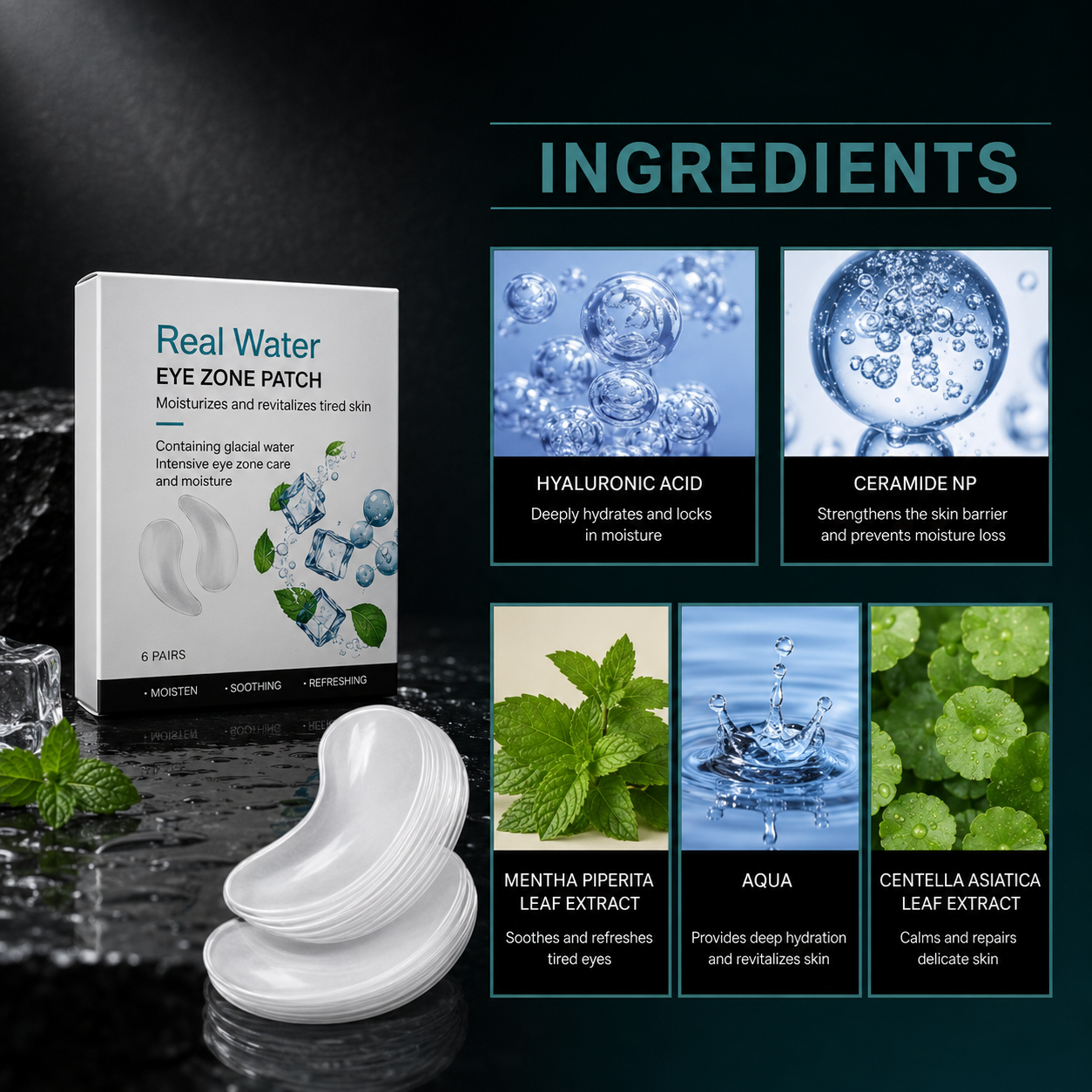Mascarilla hidratante para ojos que hidrata suavemente para mejorar la piel de los ojos, mascarilla nutritiva y reparadora.