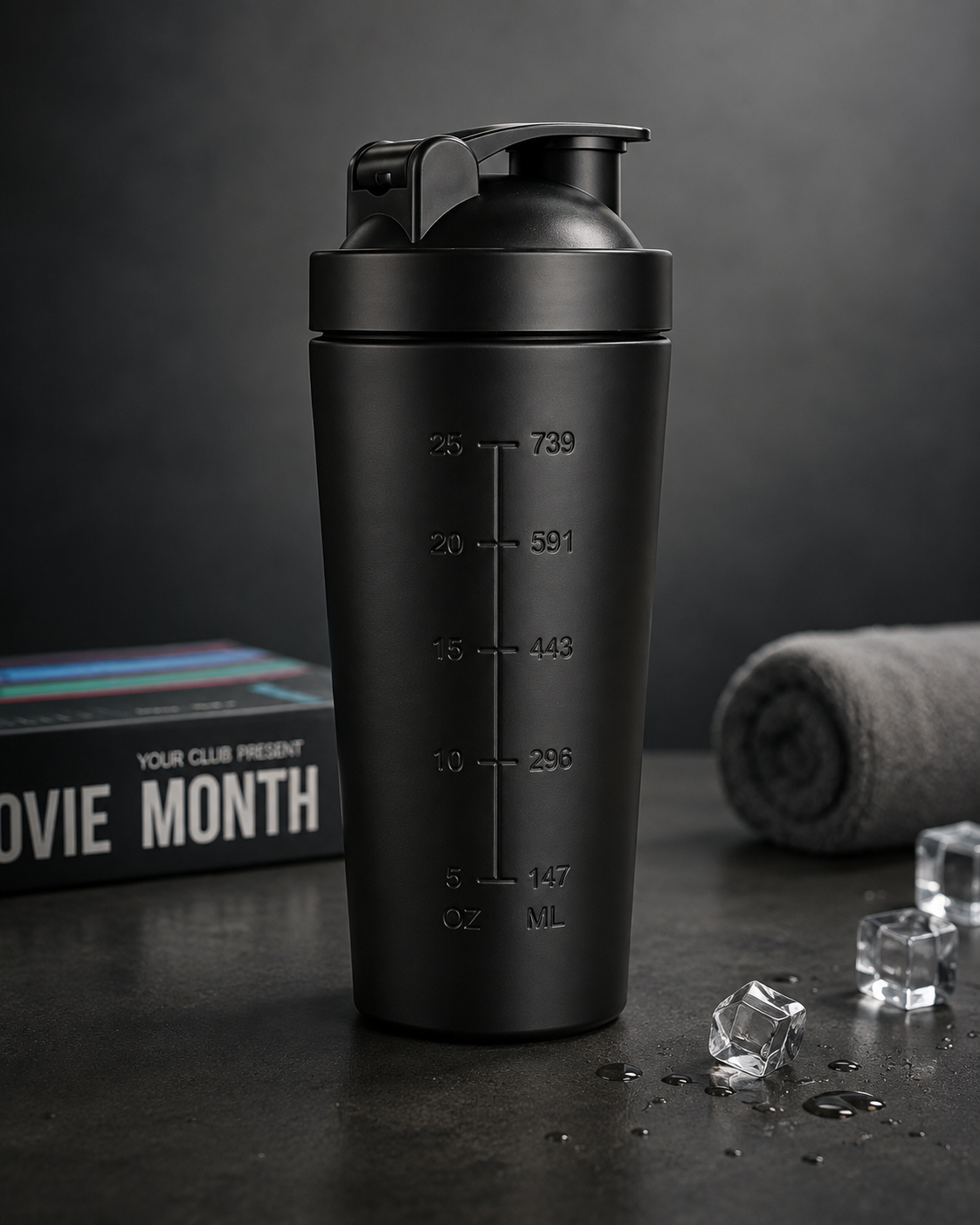 Botella mezcladora de proteínas de acero inoxidable con bola mezcladora - Vaso agitador portátil a prueba de fugas para gimnasio y deportes