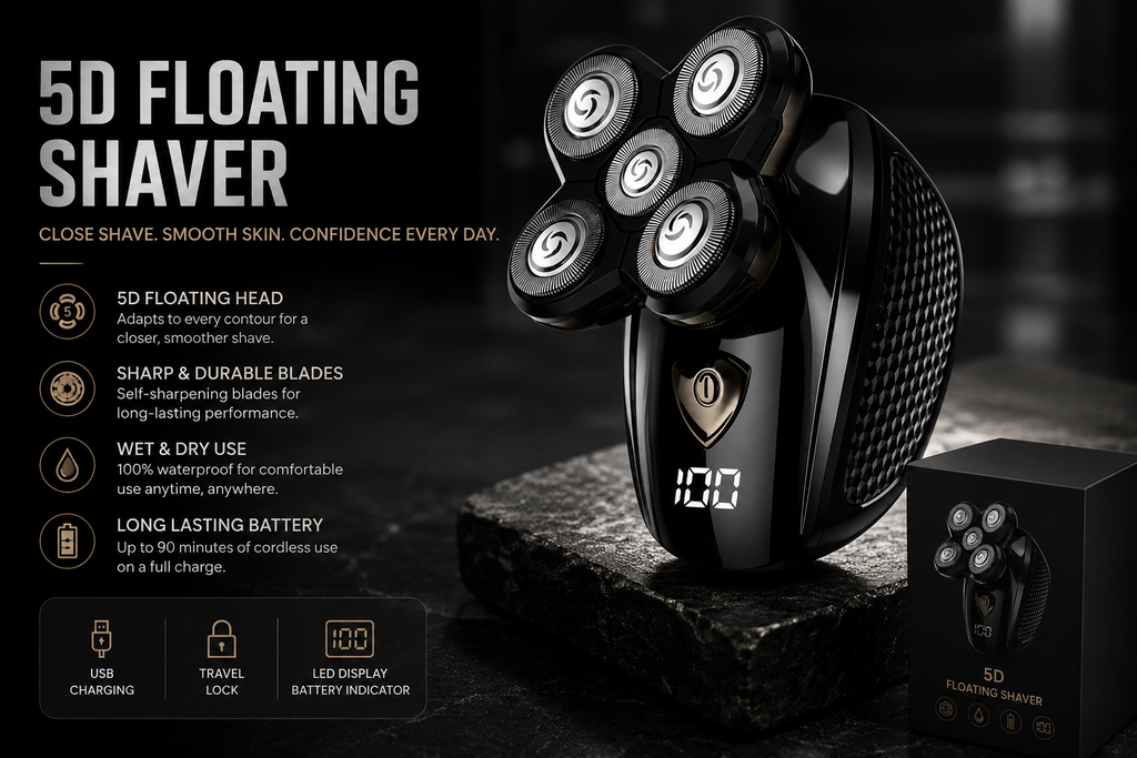 Pro Grooming Kit — 5-Head Electric Shaver & Multi-Tool