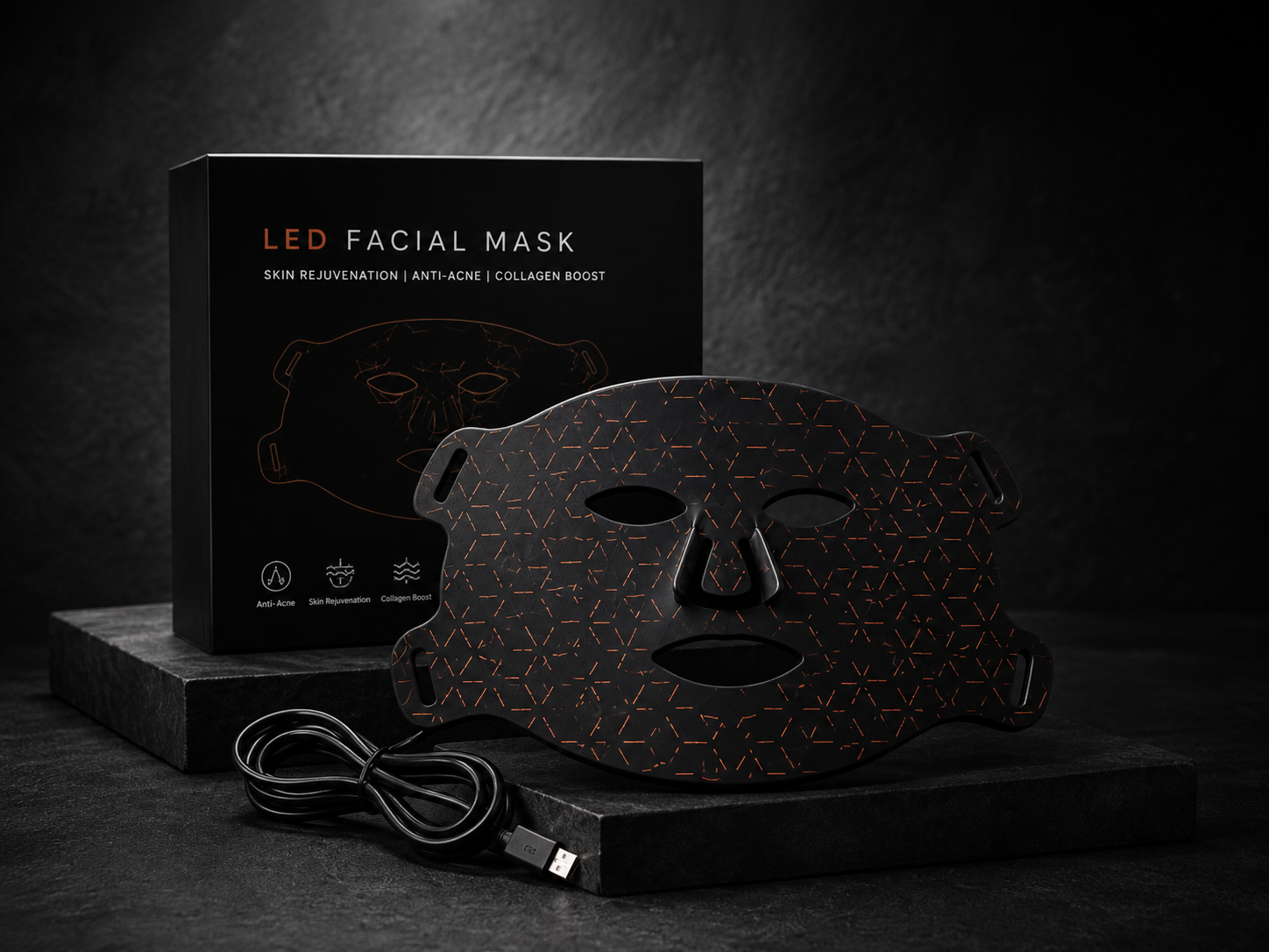 Mascarilla de belleza de silicona de grado alimenticio con fotones LED, equipo de belleza para uso doméstico, máscara facial LED de 7 colores
